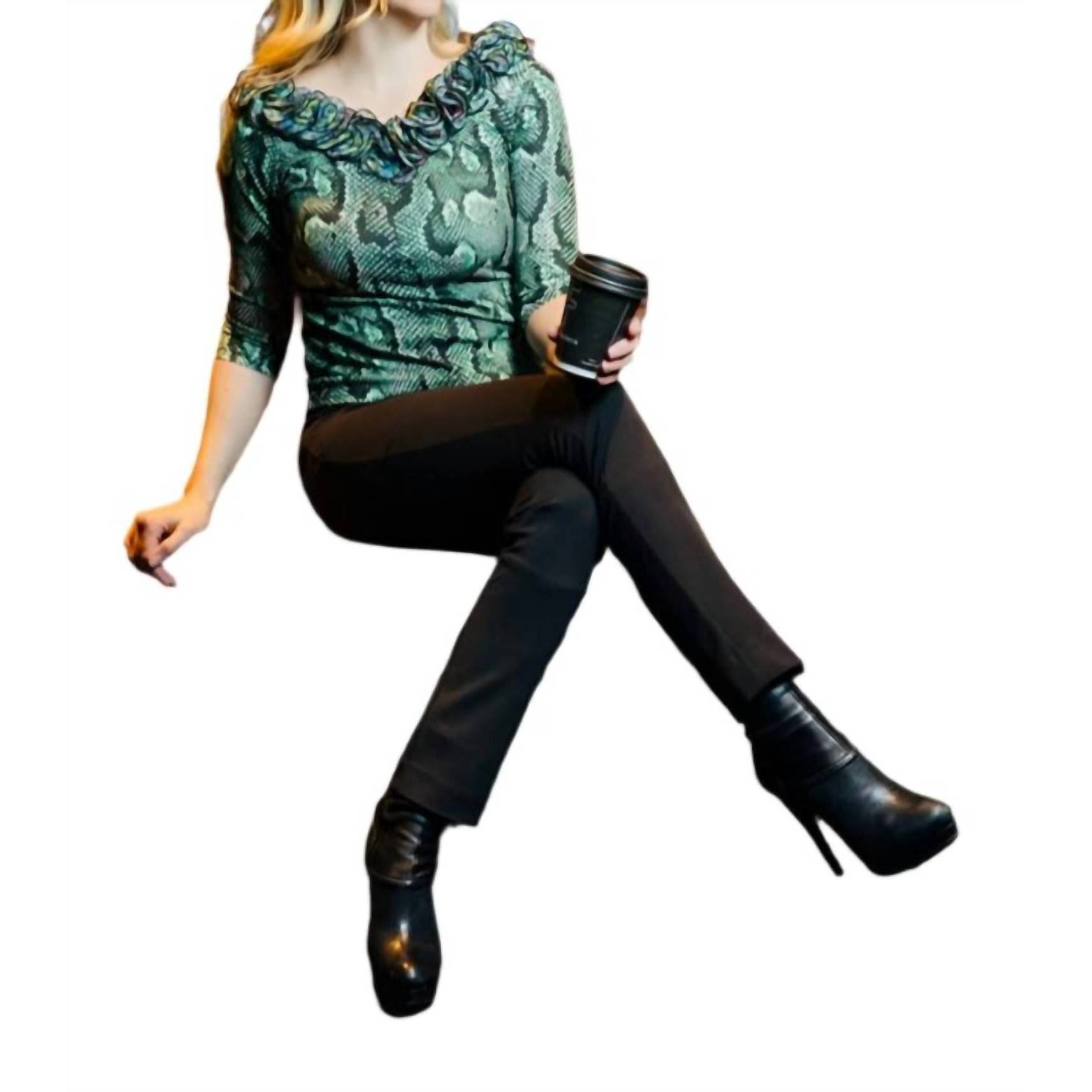 New Samuel Dong Knit Quarter Sleeve Blouse In Multi